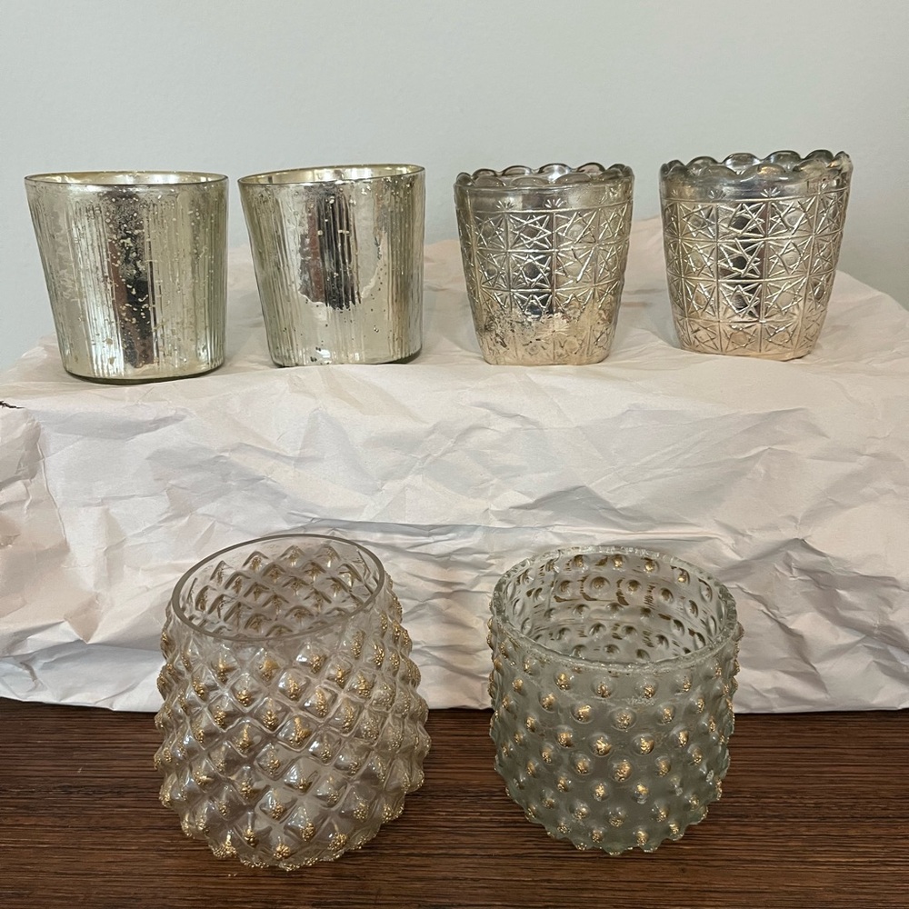 Chic Silver and Gold Glass Candle Holders